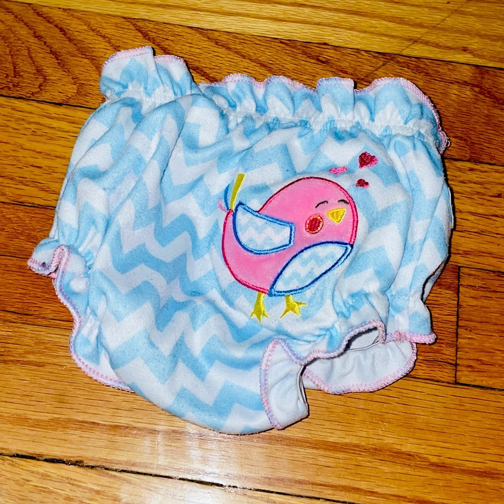🐦 Blue & White Striped Baby Bird Diaper Cover